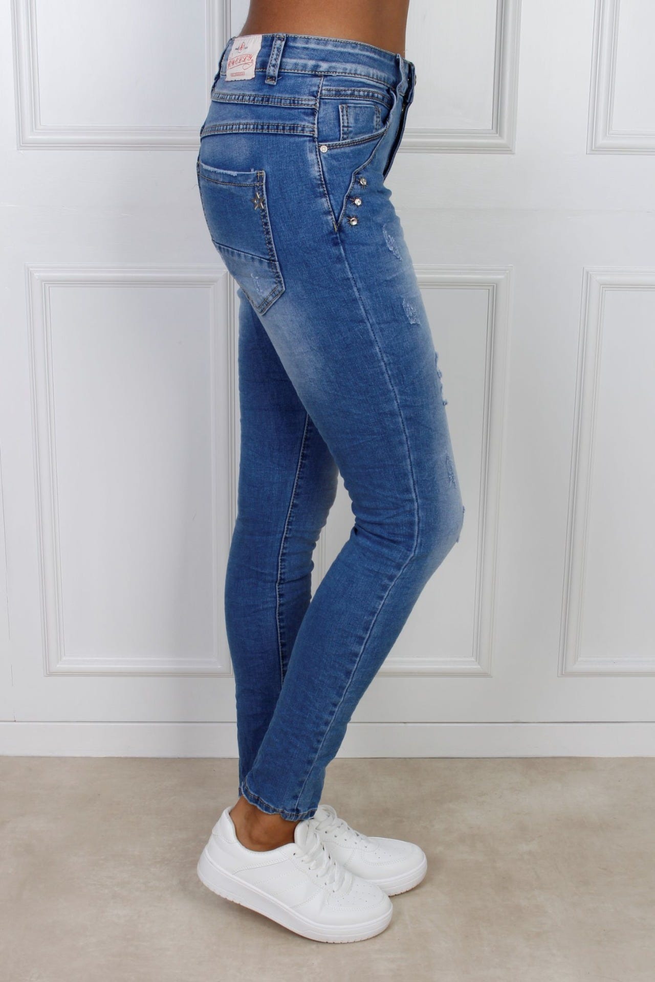 Baggy Jeans mit Details, denim