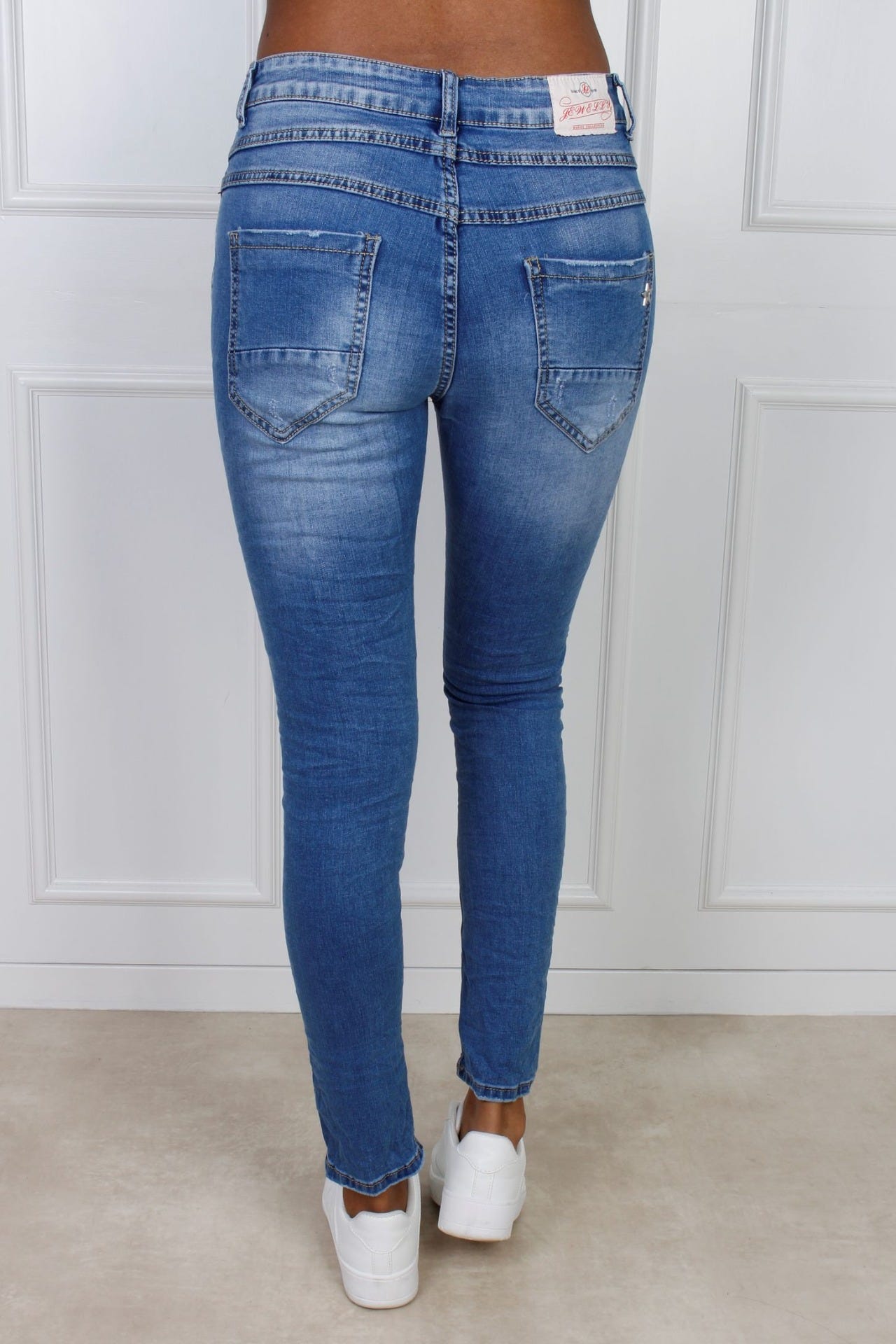 Baggy Jeans mit Details, denim