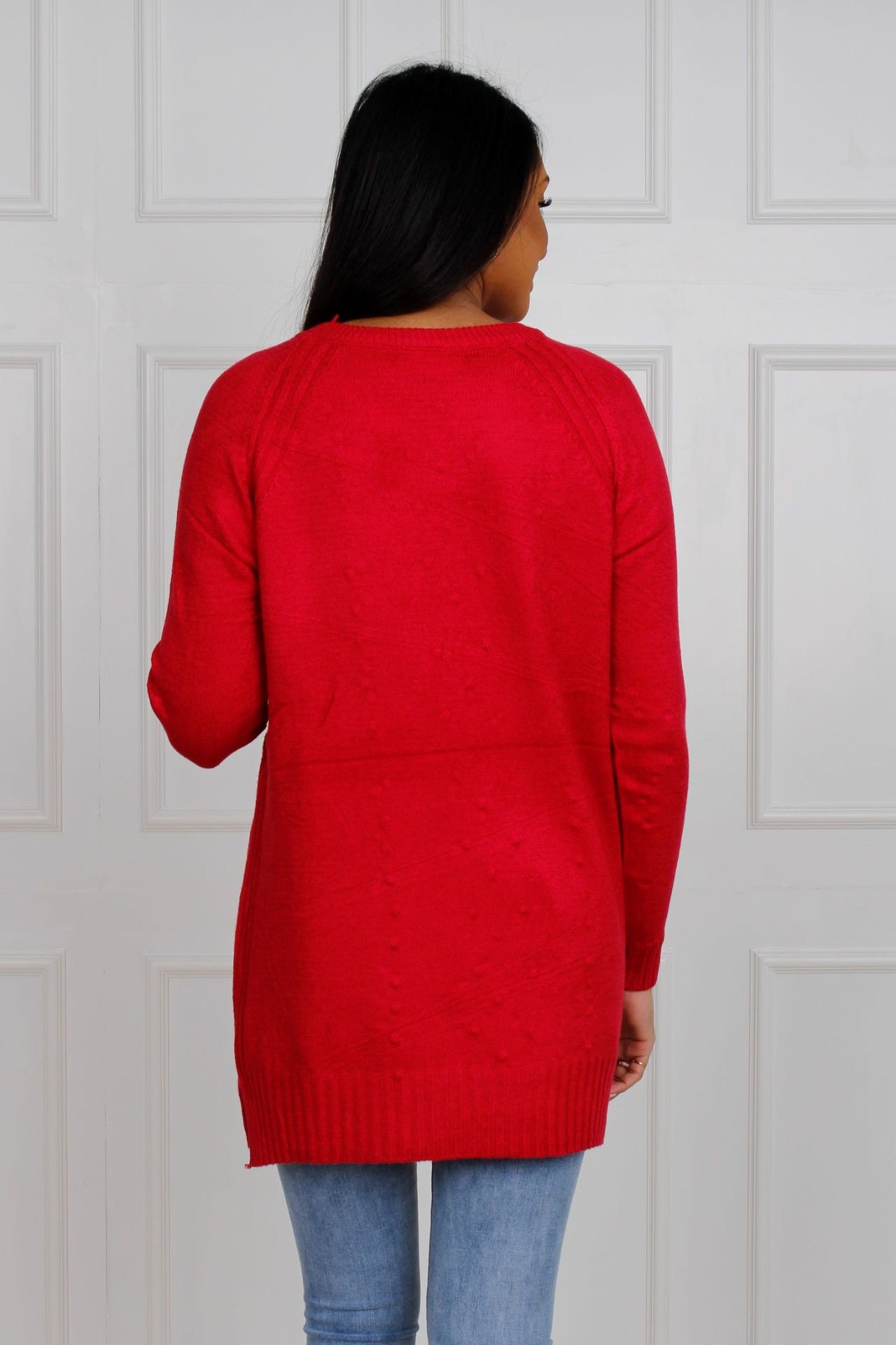 Strickpullover mit Perlen, rot