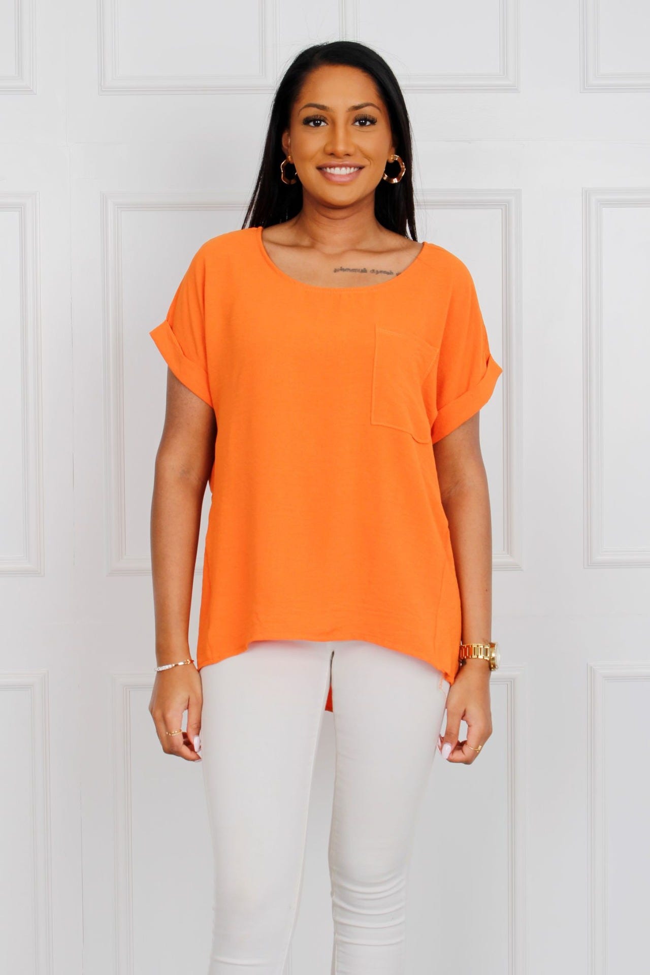 T-Shirt mit Tasche, orange