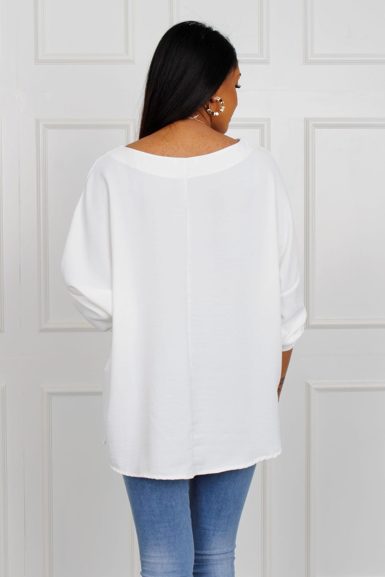 Bluse mit Puffärmeln, weiß