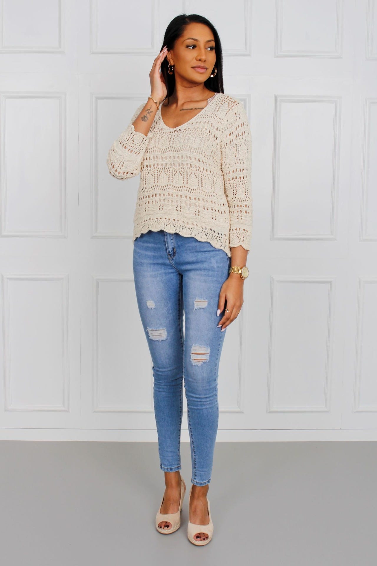 Strickbluse, beige