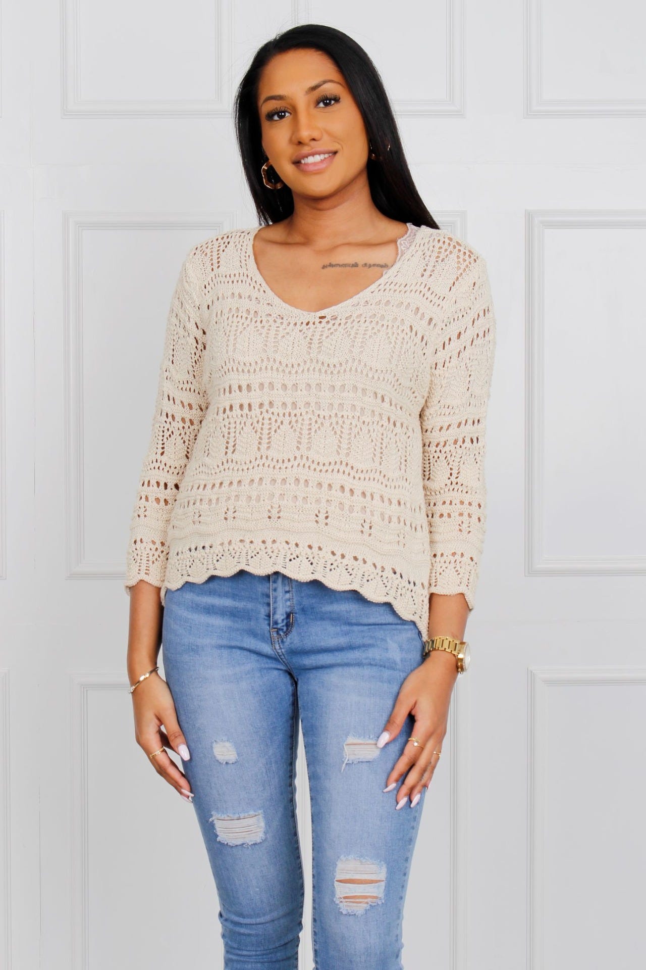 Strickbluse, beige