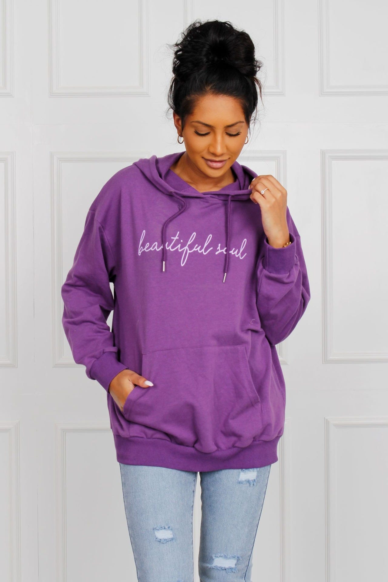 Hoodie mit Text, lila