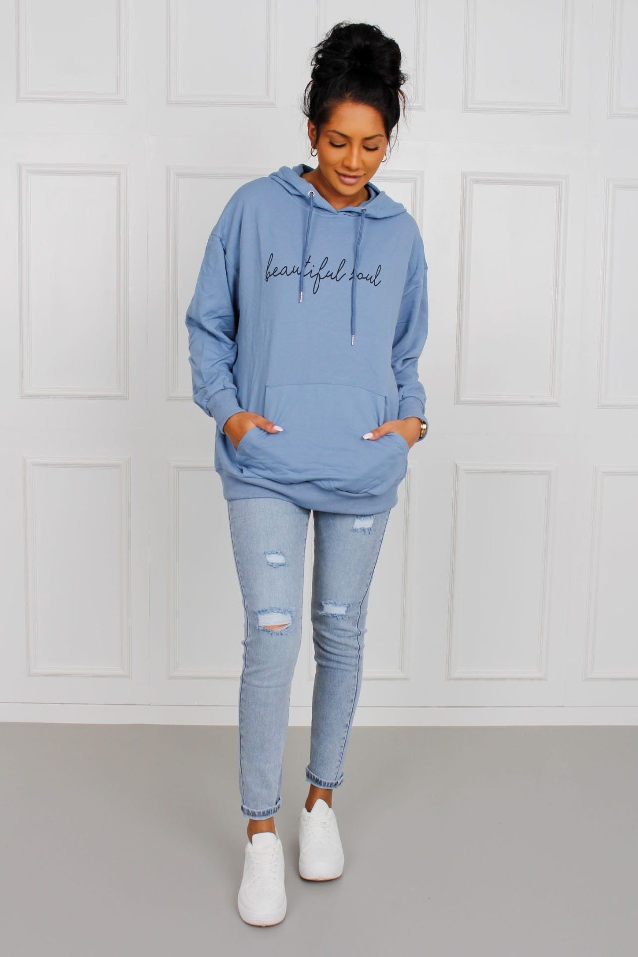 Hoodie mit Text, himmelblau