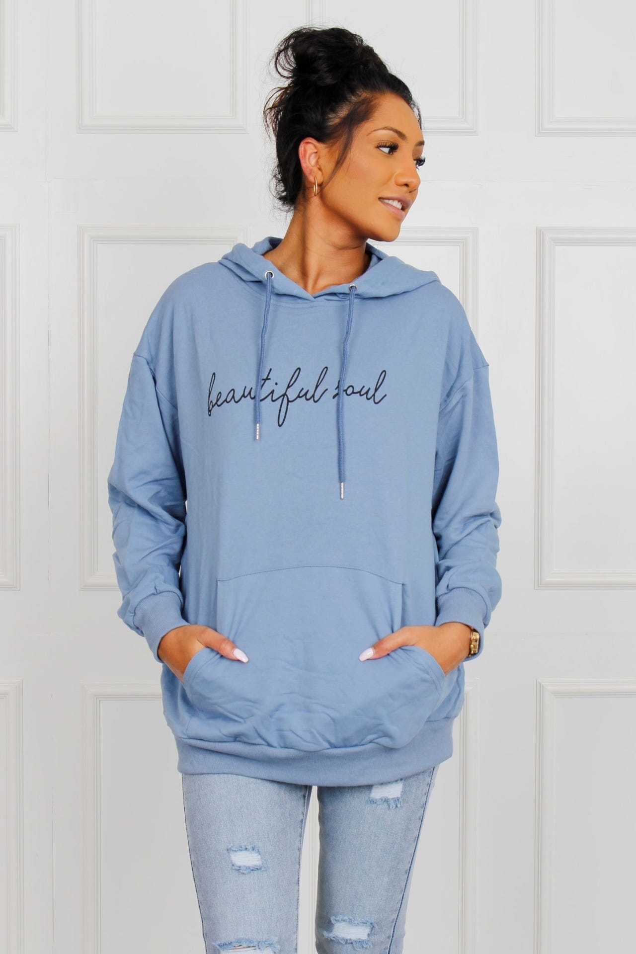 Hoodie mit Text, himmelblau