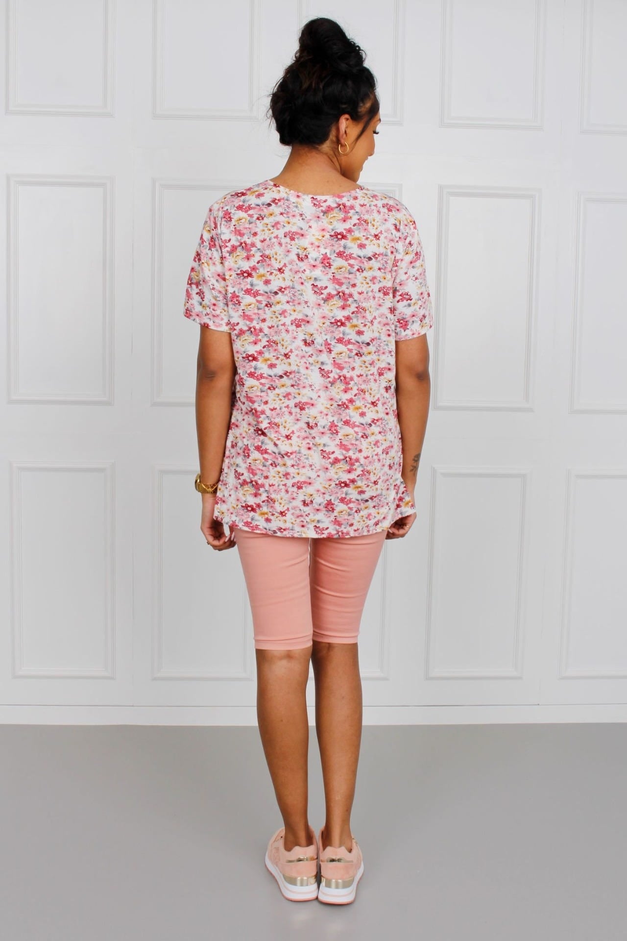 T-Shirt mit Blumenprint, rosa