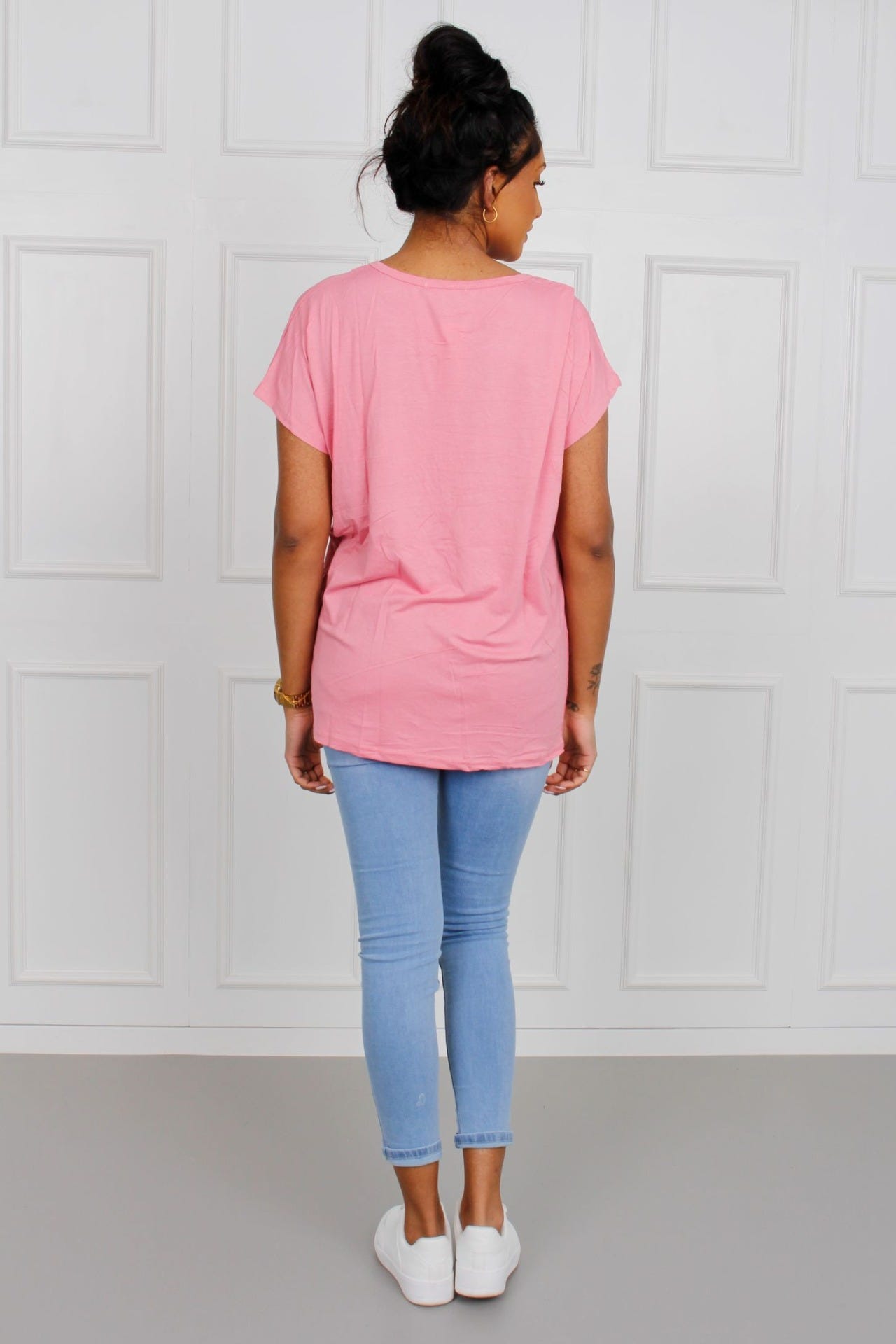 T-Shirt mit Gepardenmotiv, rosa