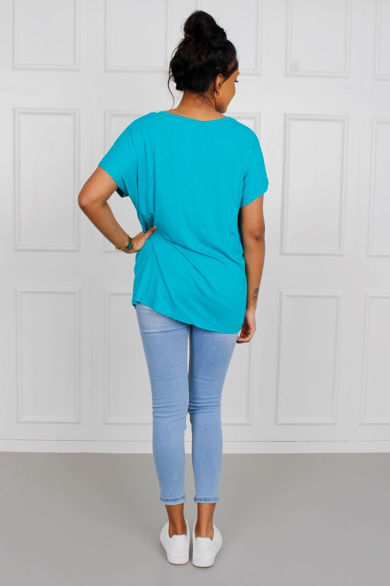 T-shirt med gepardmotiv, aqua