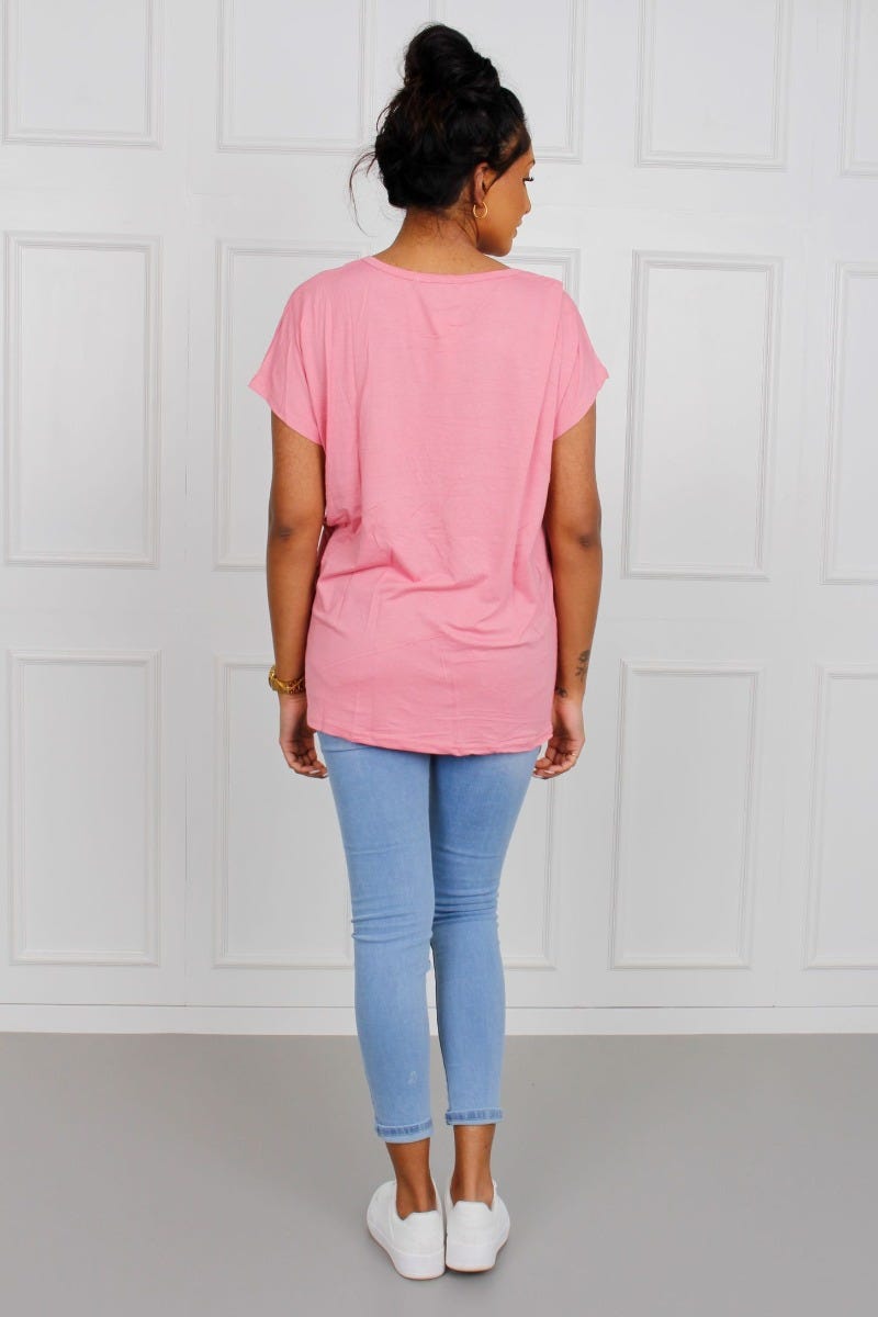 T-shirt m. leopard motiv, pink