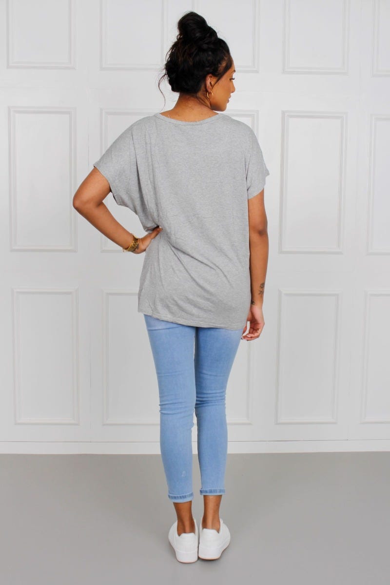 T-Shirt mit Leopardenmotiv, grau