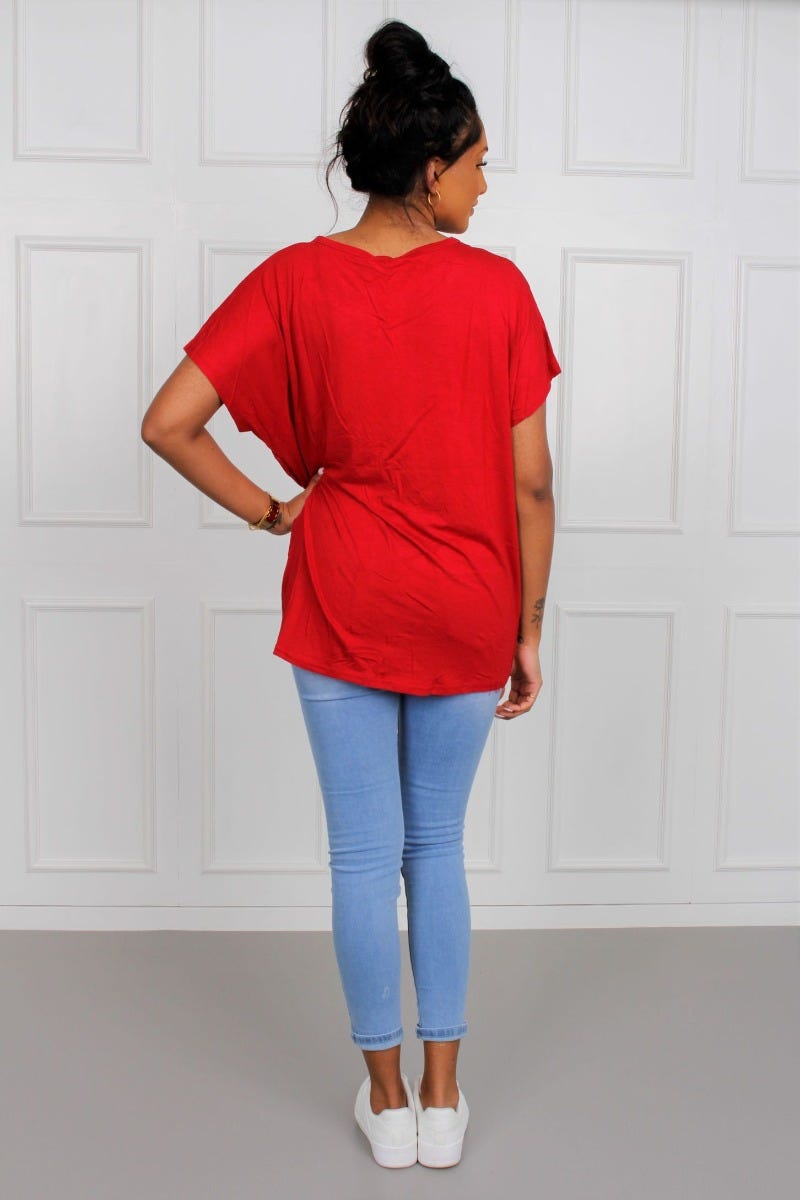 T-Shirt mit Leopardenmotiv, rot