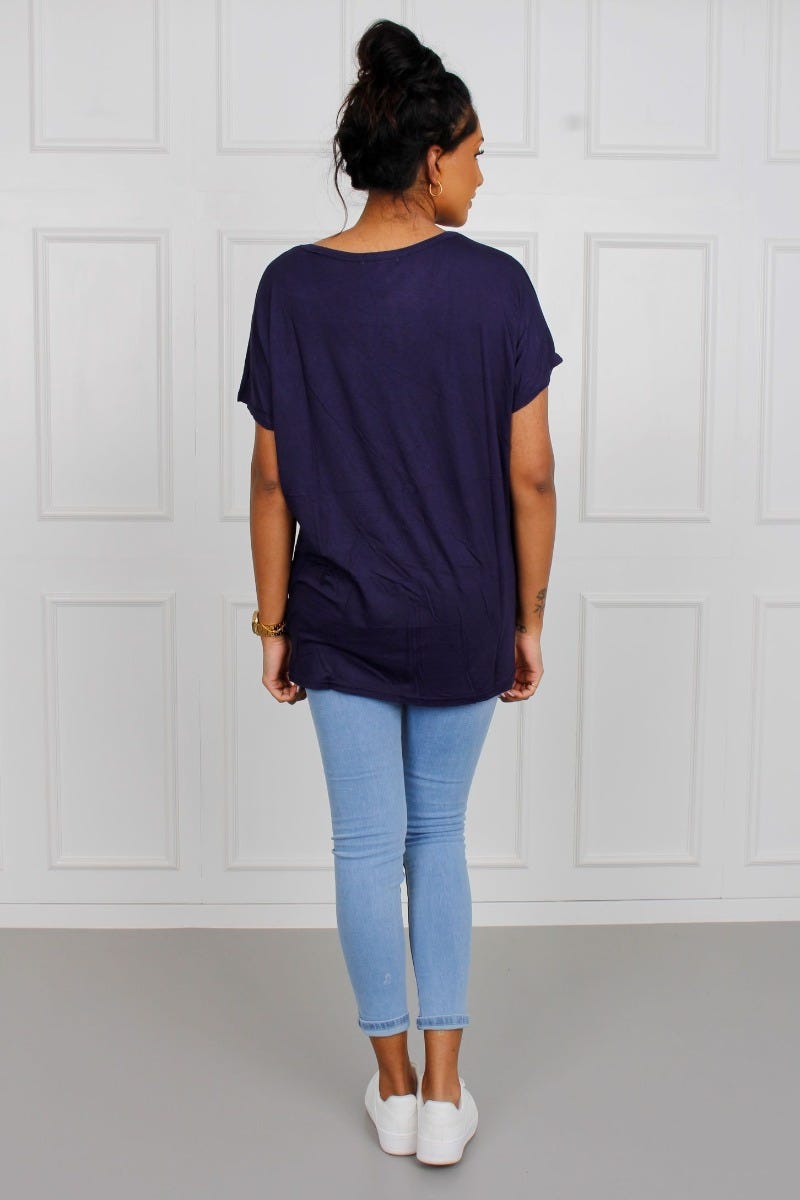 T-Shirt mit Leopardenmotiv, navy