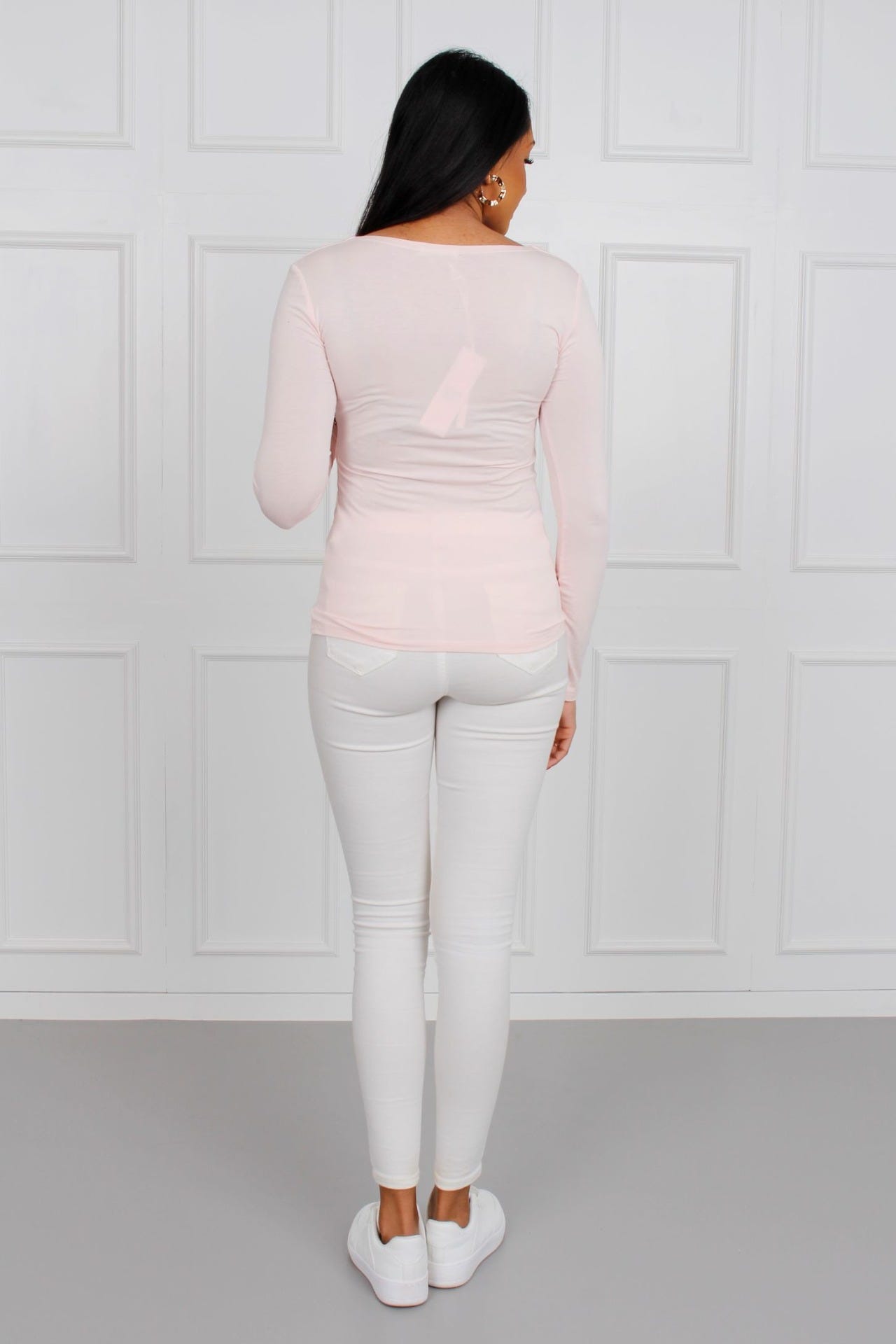 Bluse med v-hals, rosa