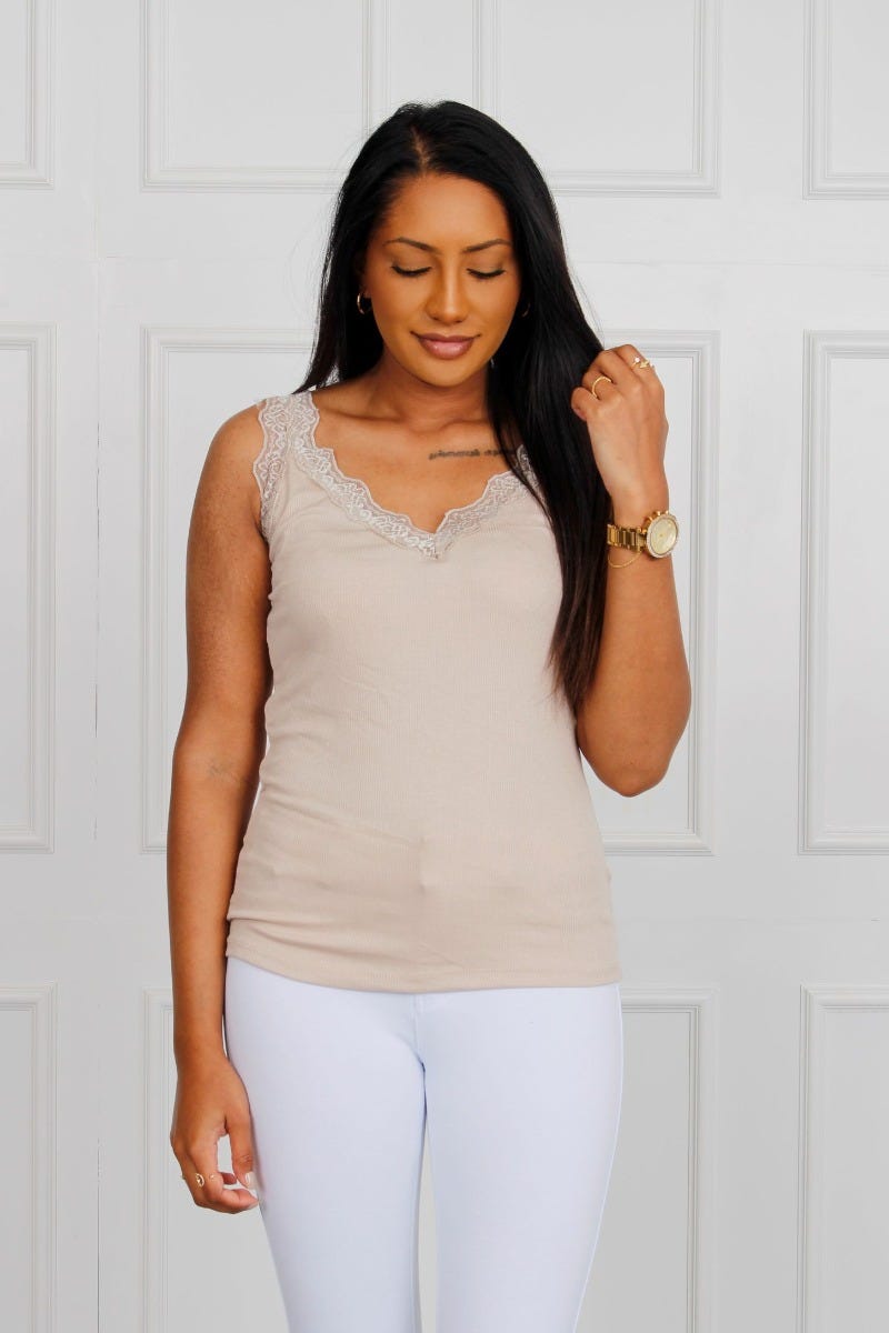 Stephanie top kort, beige