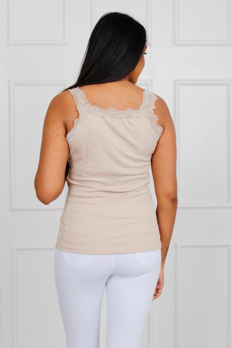 Stephanie Spitzentop kurz, beige 