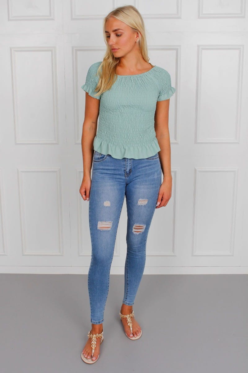 ALEXA SMOCK TOP, MINT