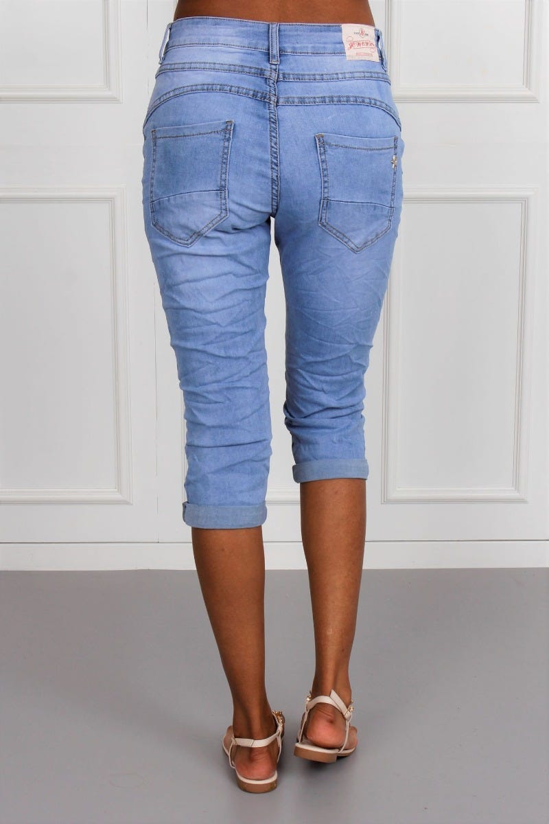 3/4 Jeans mit Reißverschlüssen, denim