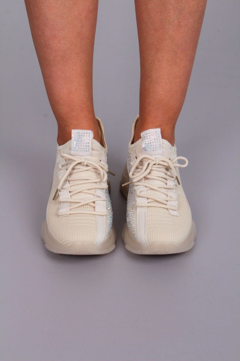 Sneakers mit Nieten, beige