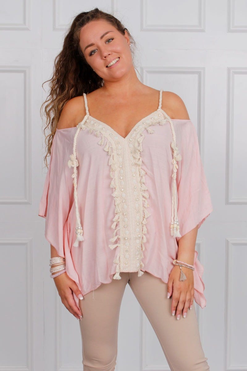 Top mit Details, pink