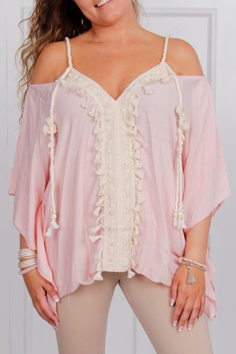 Top mit Details, pink