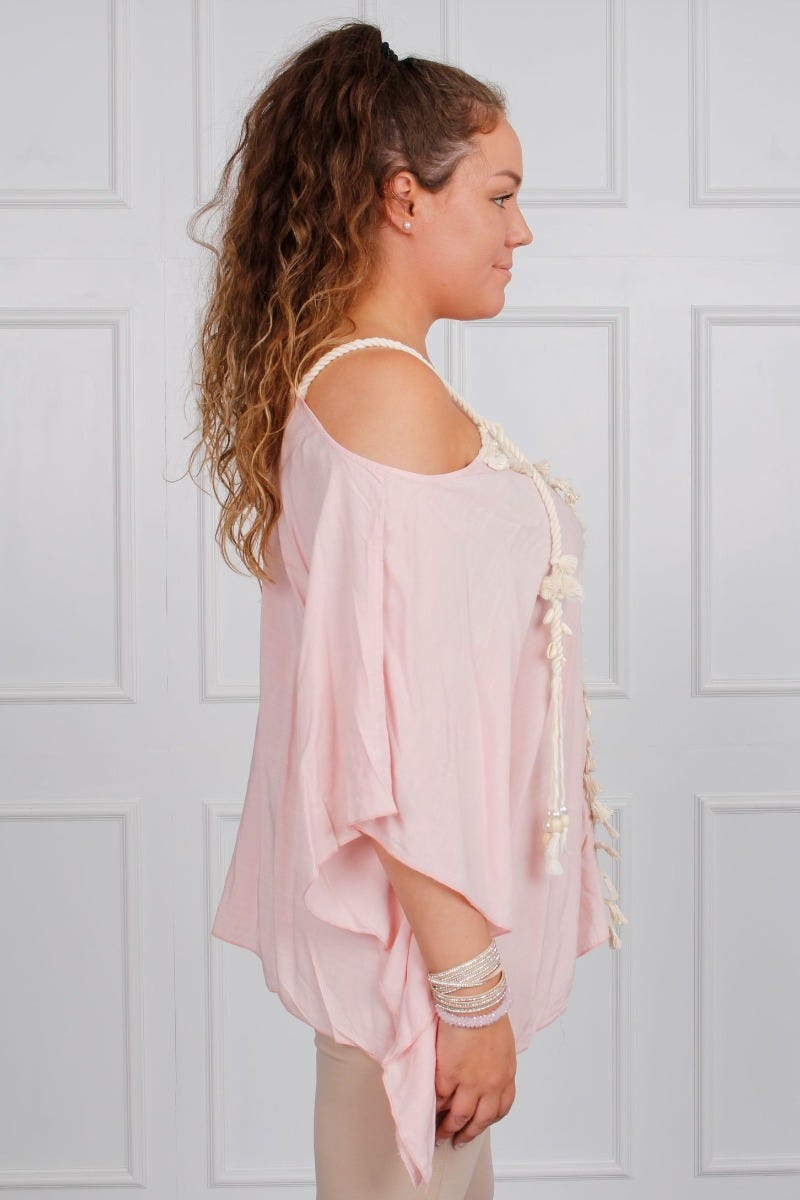 Top mit Details, pink