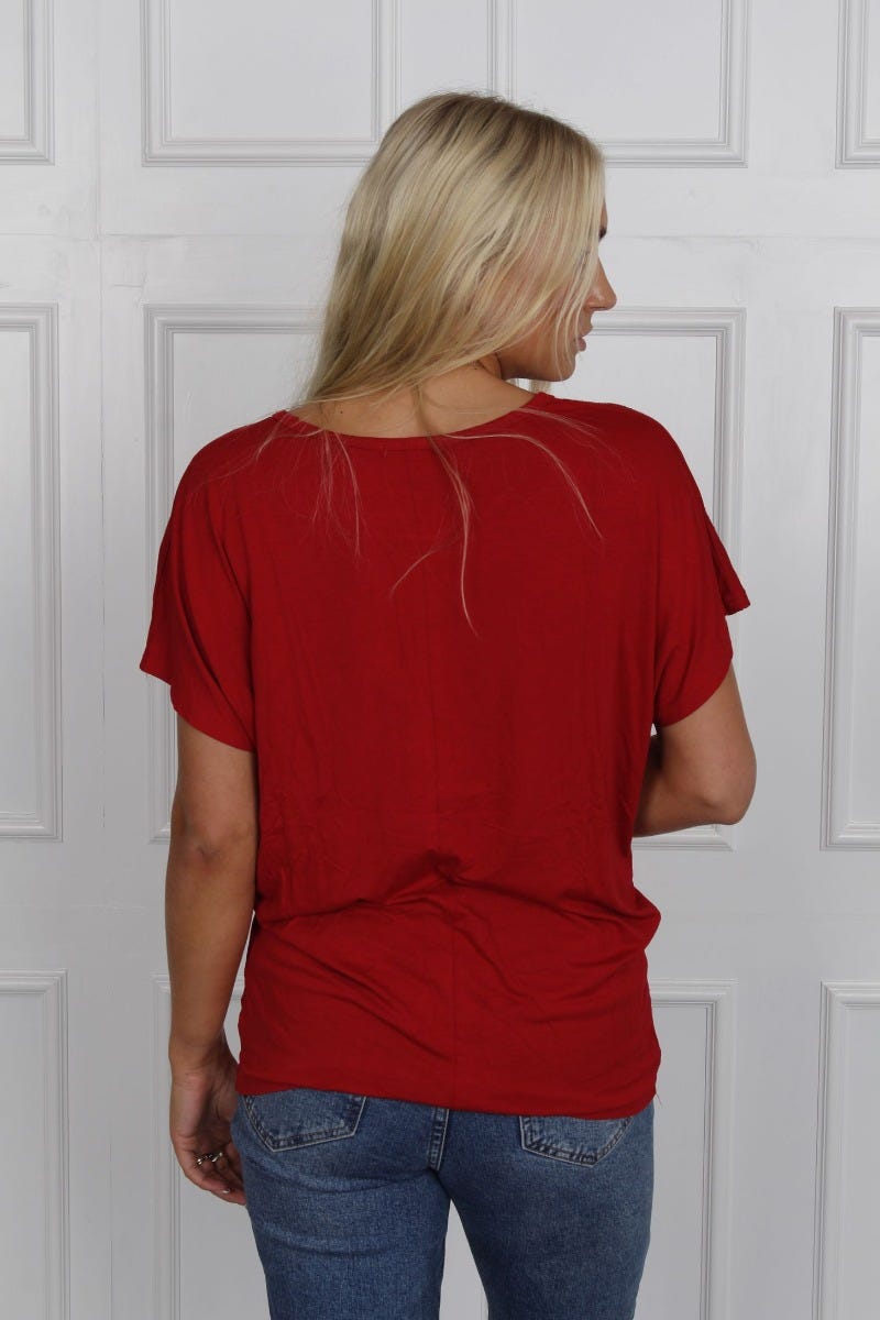 T-Shirt mit Eulenmotiv, rot