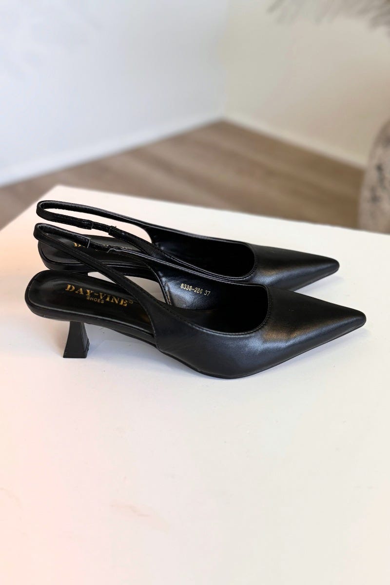 Spitze High Heels in Lederoptik Schwarz