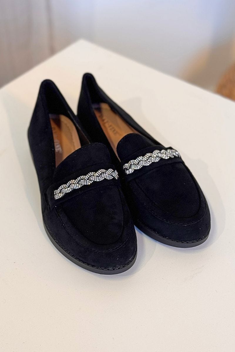 Loafers m. flettet similisten detalje Sort