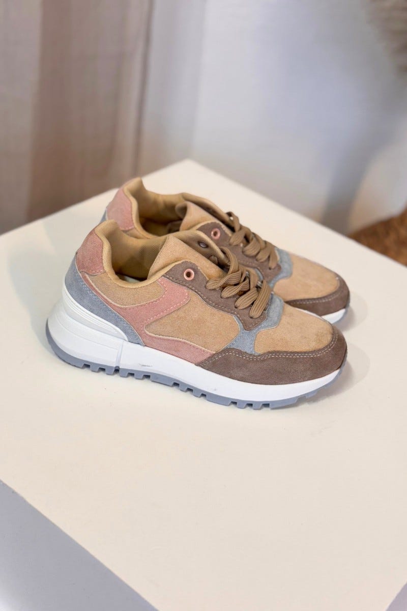 Sneakers m. nubuck Taupe