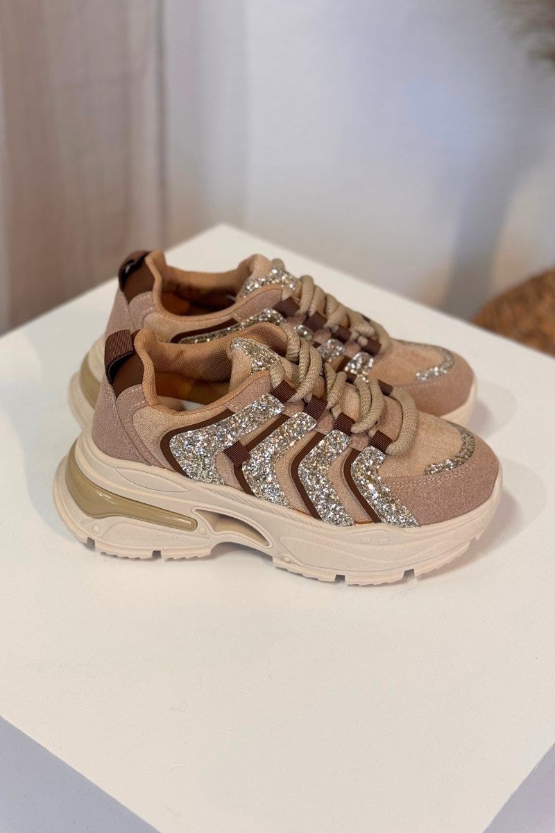 Sneakers m. glimmer detaljer Beige