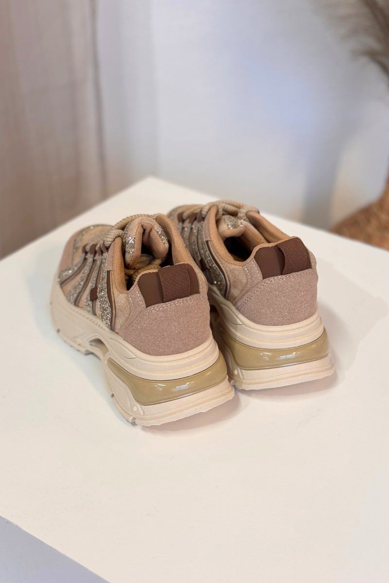 Sneakers m. glimmer detaljer Beige