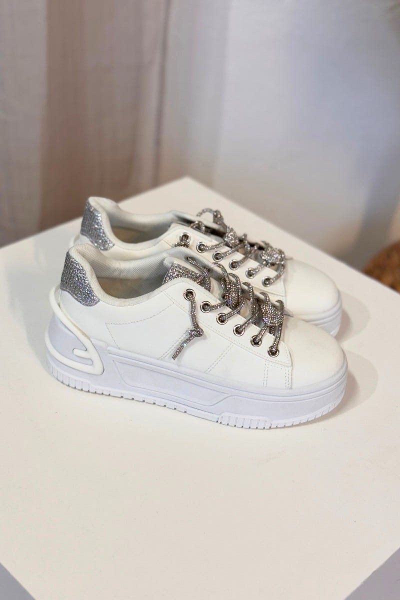 Sneakers m. glimmersten Hvid