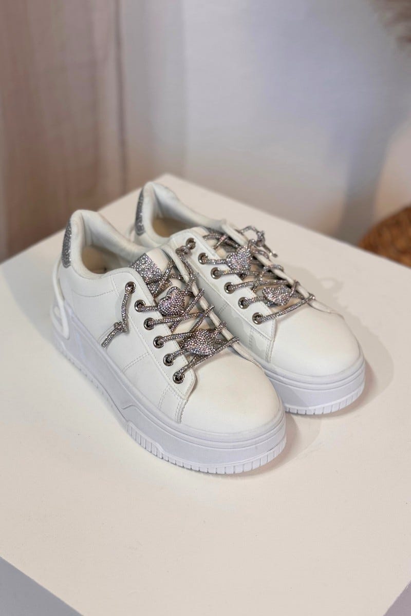 Sneakers m. glimmersten Hvid