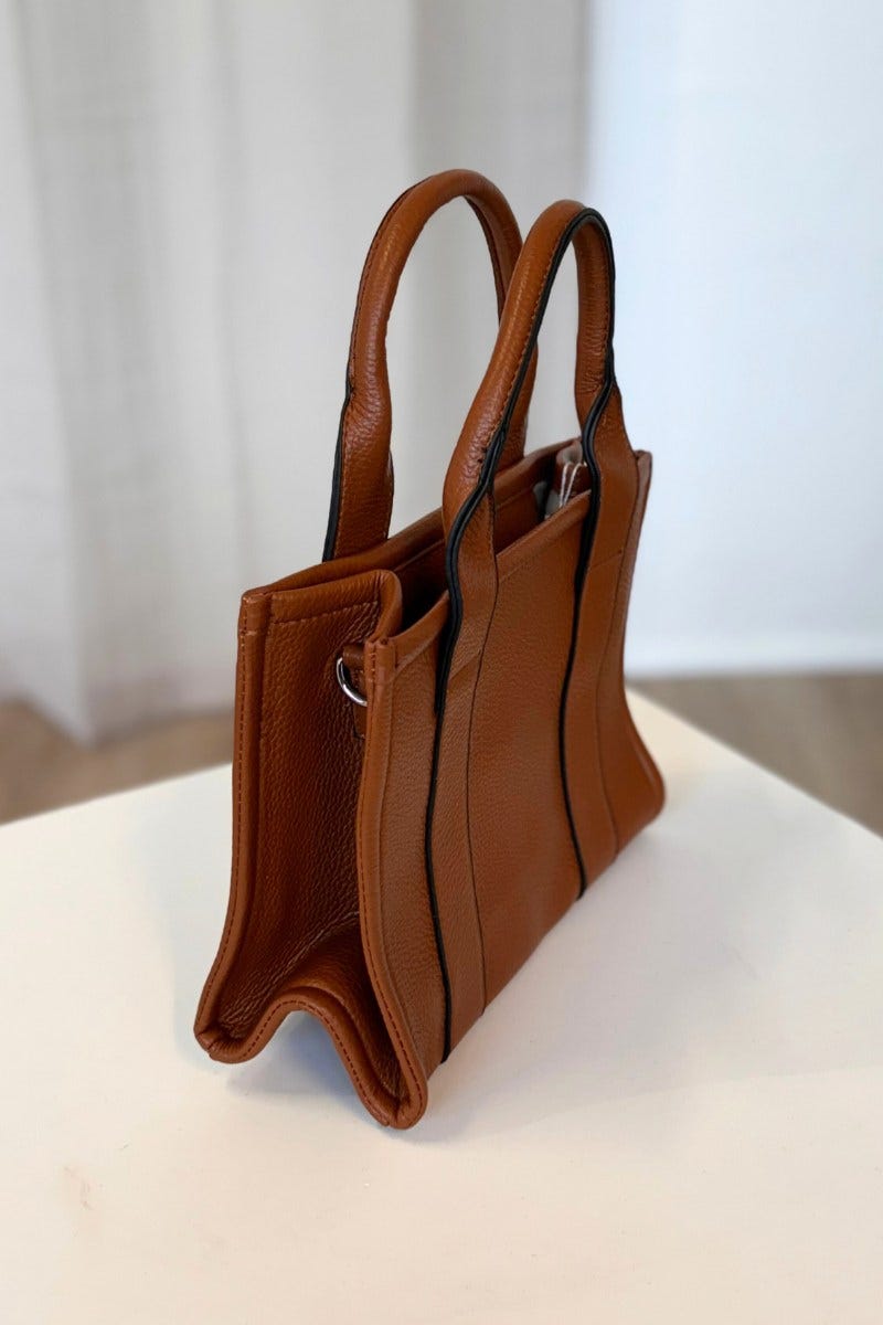 Handtasche in Lederoptik Camel