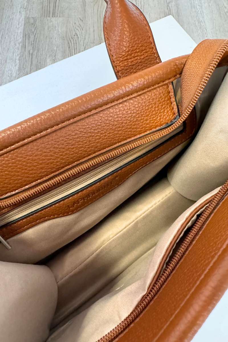 Handtasche in Lederoptik Camel