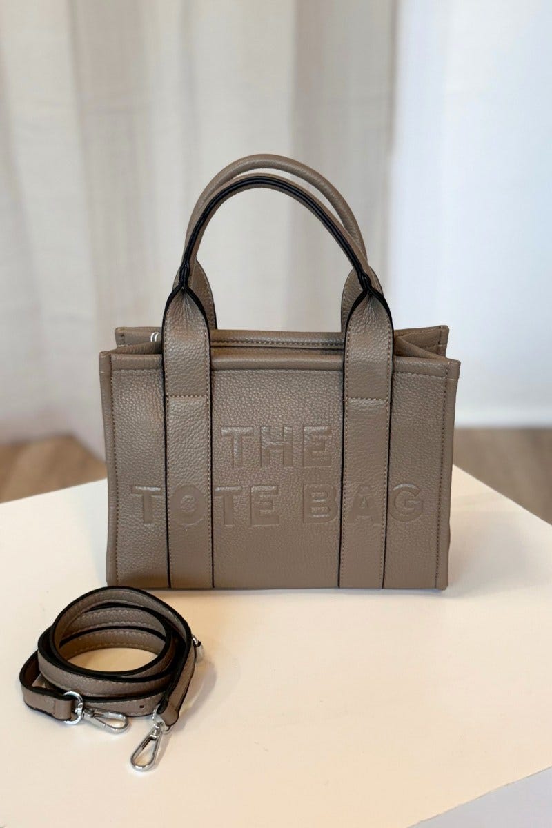 Handtasche in Lederoptik Taupe