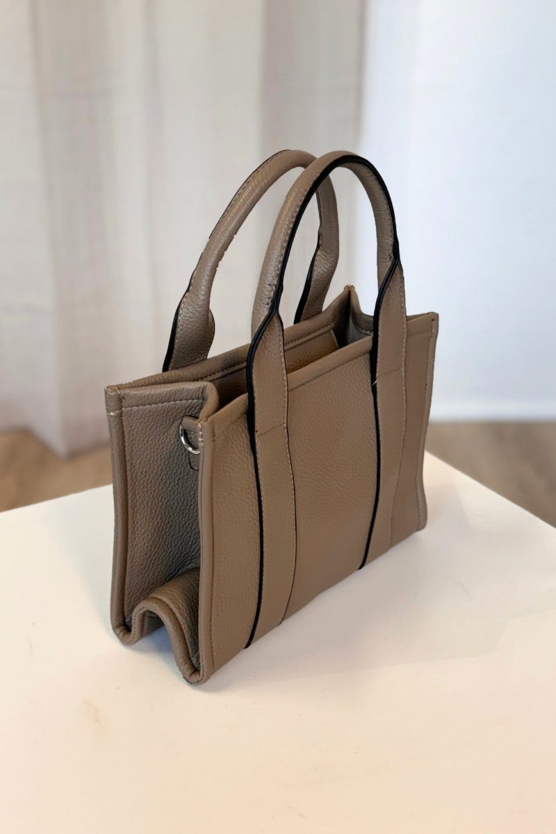 Handtasche in Lederoptik Taupe