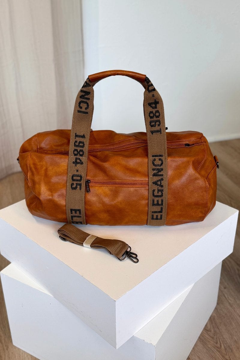 Reisetasche in Lederoptik Camel