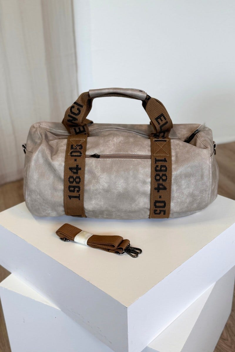 Reisetasche in Lederoptik Taupe