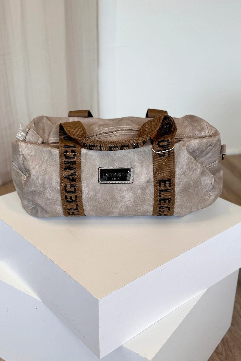 Reisetasche in Lederoptik Taupe