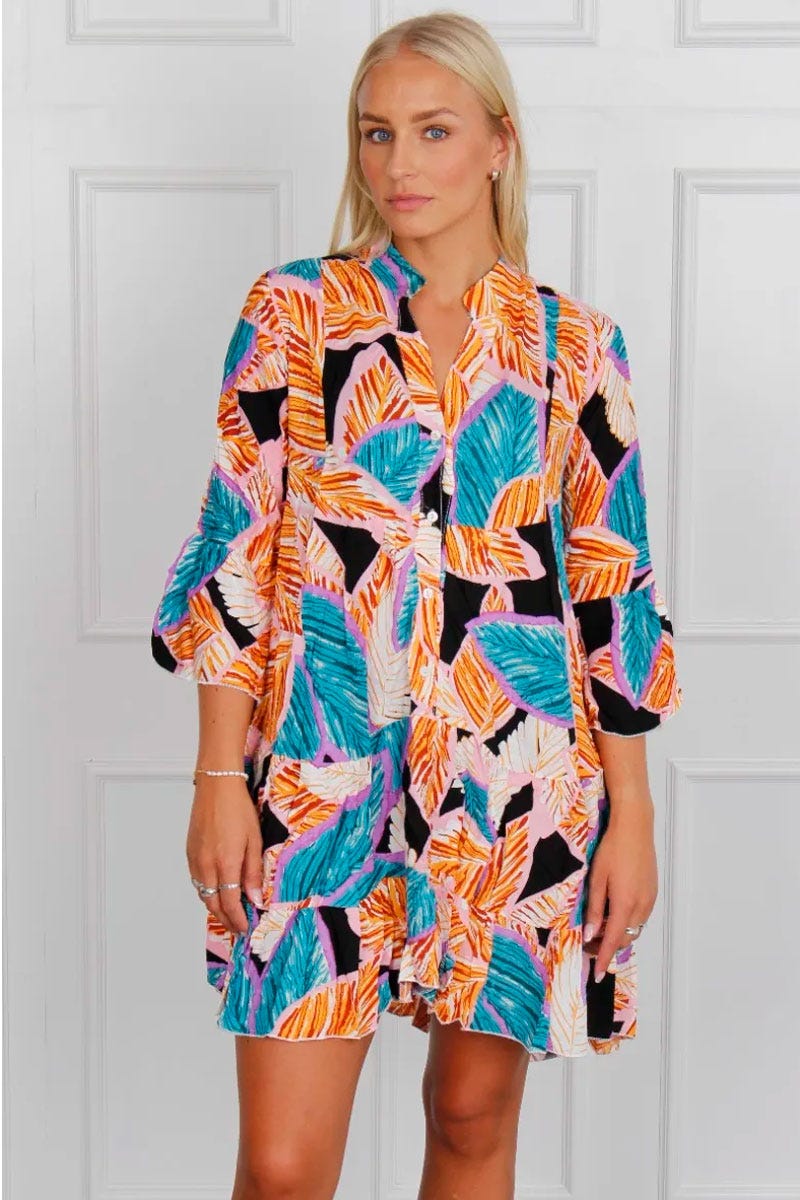 Tunika mit Print, orange/lila