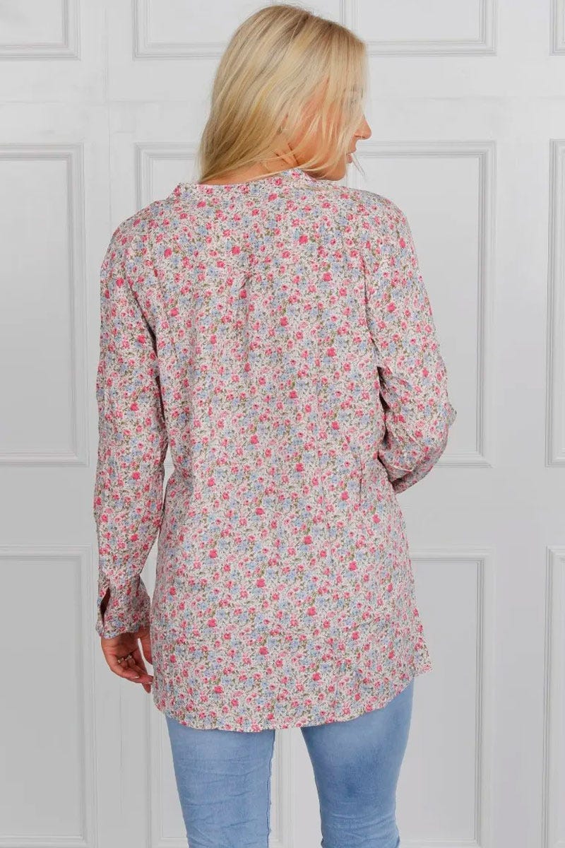 Hemd mit Blumenprint, rosa/creme