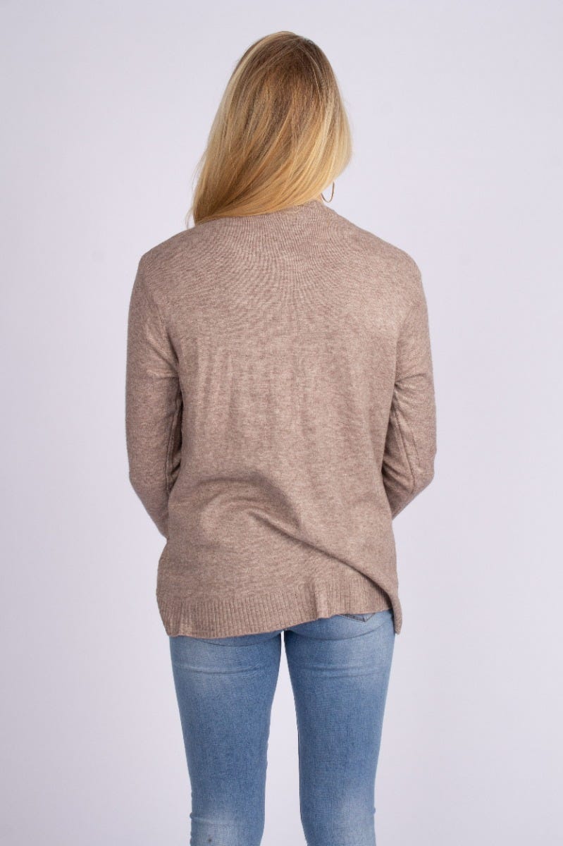 Strik cardigan m. lommer Beige