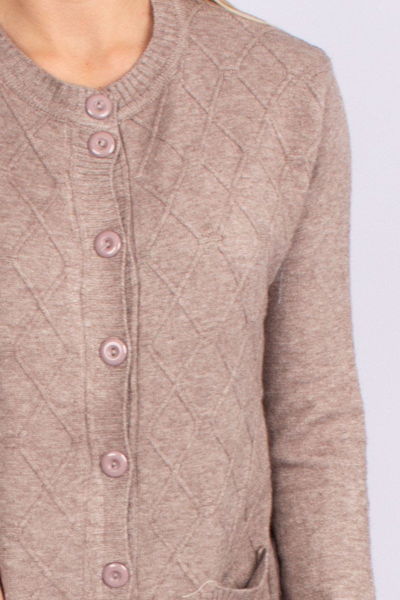 Strik cardigan m. lommer Beige