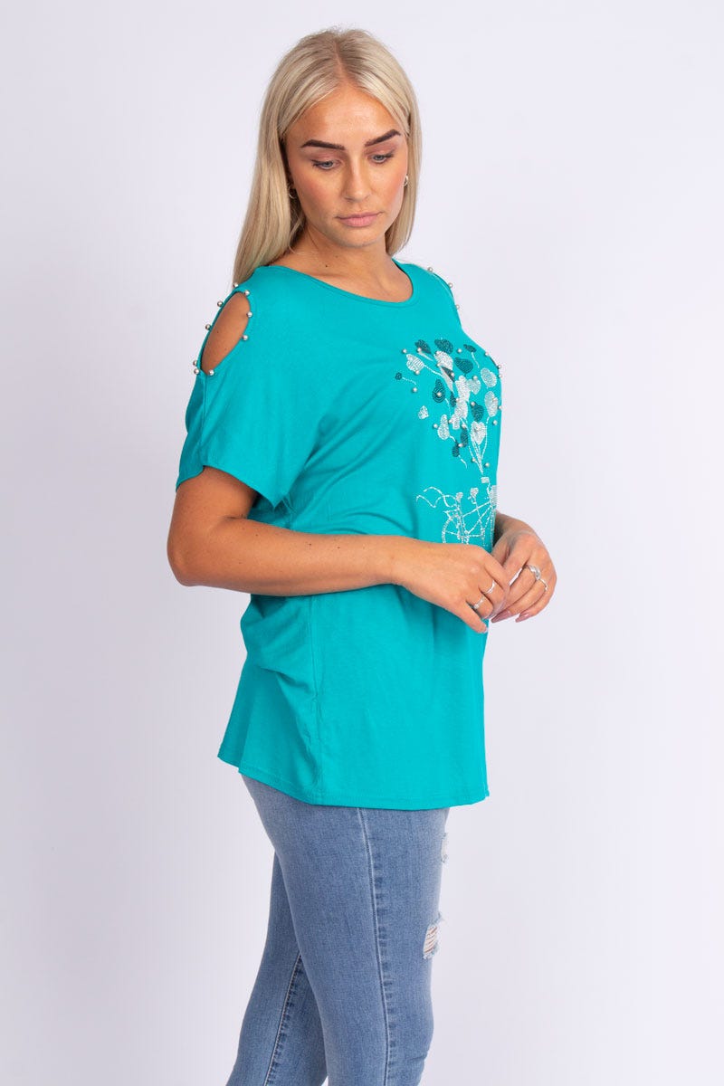 T-shirt m. simili motiv Aqua