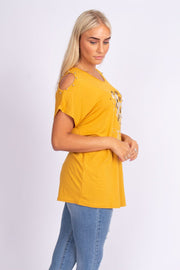 T-shirt m. simili motiv Mustard