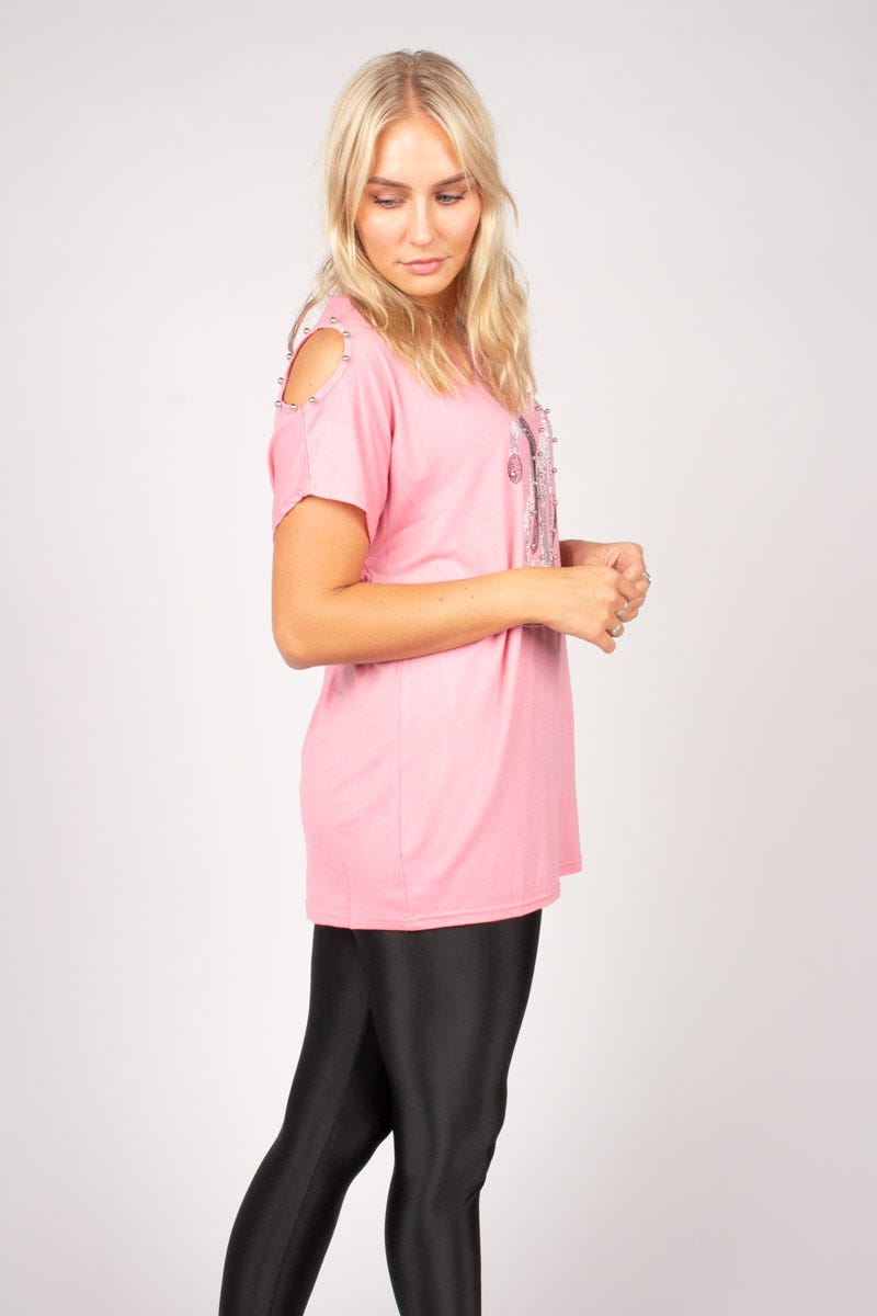 T-shirt m. svanemotiv Rosa