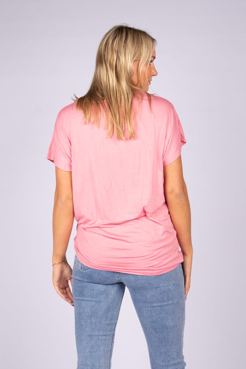 T-shirt m. similisten Rosa