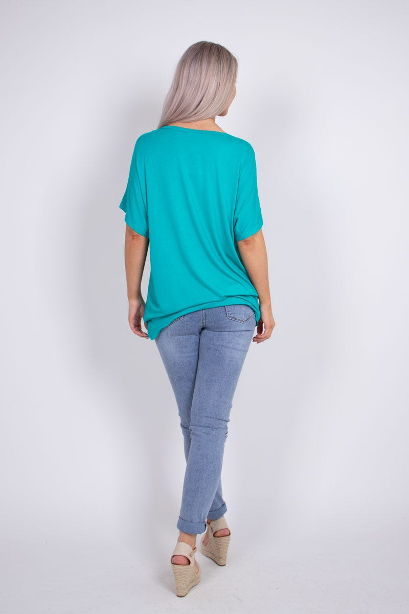 T-shirt m. ugle motiv Aqua